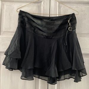 Bebe Black Layered Voile Skirt, Women's S